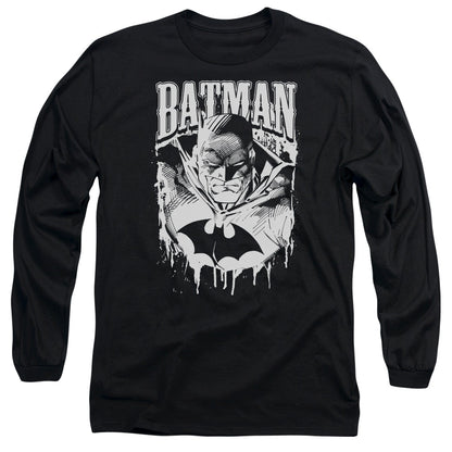Batman Bat Metal Mens Long Sleeve Shirt Black