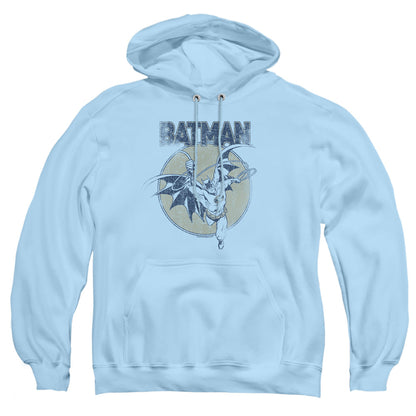 Batman Swinging Bat Mens Hoodie Light Blue