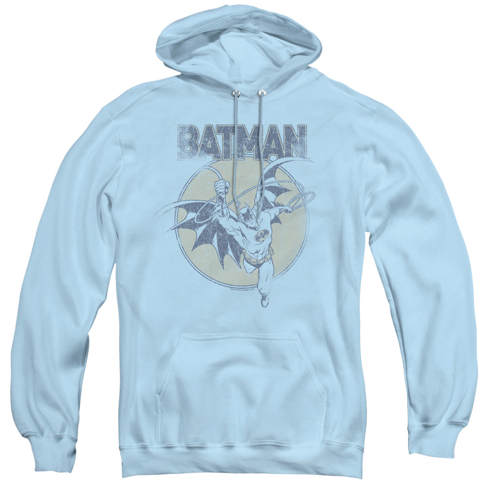 Batman Swinging Bat Mens Hoodie Light Blue