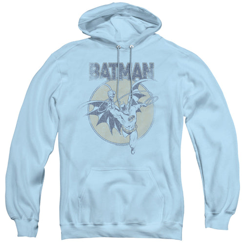 Batman Swinging Bat Mens Hoodie Light Blue
