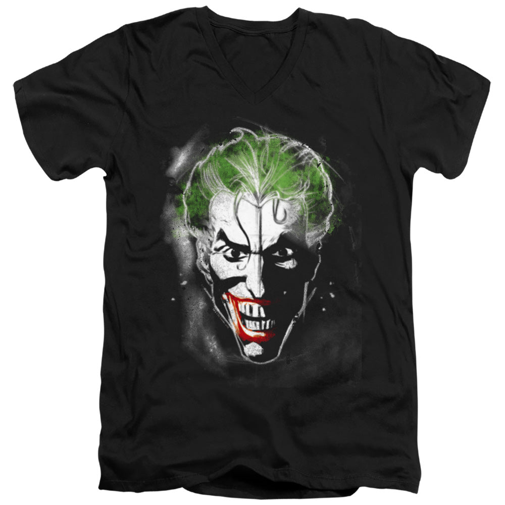 Batman Face Of Madness Mens Slim Fit V Neck T Shirt Black
