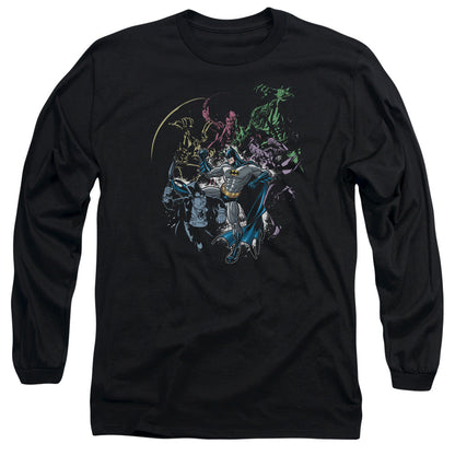 Batman Surrounded Mens Long Sleeve Shirt Black