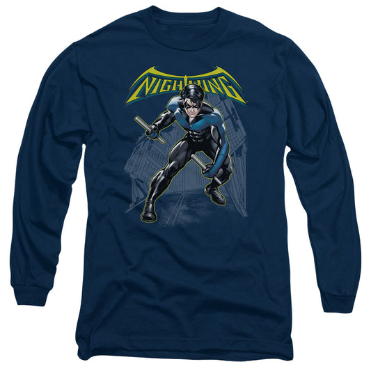 Batman Nightwing Mens Long Sleeve Shirt Navy