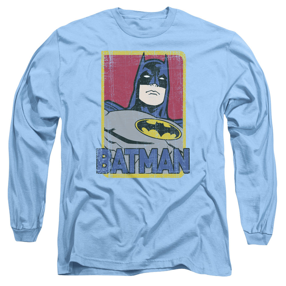 Batman Primary Mens Long Sleeve Shirt Carolina Blue