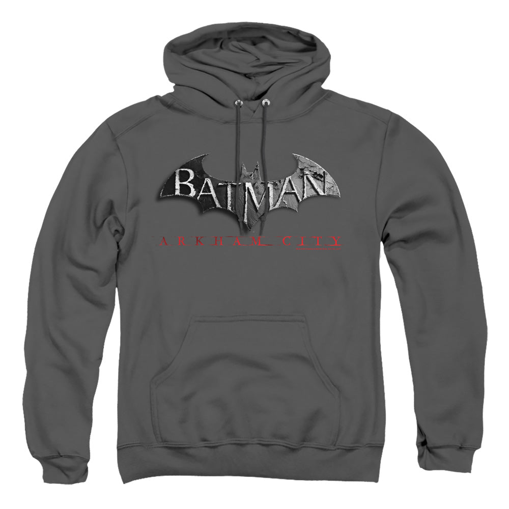 Arkham City Logo Mens Hoodie Charcoal