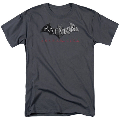 Arkham City Logo Mens T Shirt Charcoal