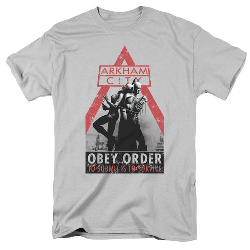 Arkham City Obey Order Mens T Shirt Silver