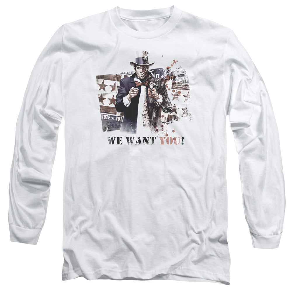 Arkham City We Want You Mens Long Sleeve Shirt White