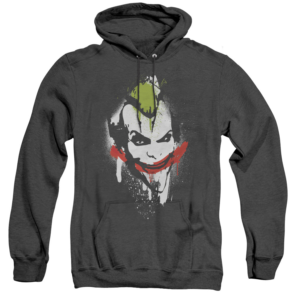 Arkham City Spraypaint Smile Heather Mens Hoodie Black