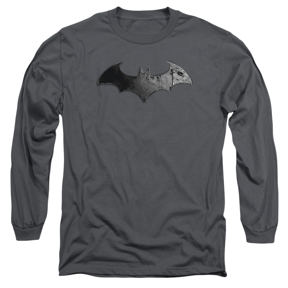 Arkham City Bat Logo Mens Long Sleeve Shirt Charcoal