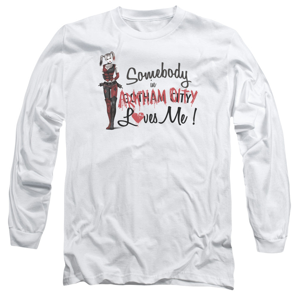 Arkham City Somebody Loves Me Mens Long Sleeve Shirt White