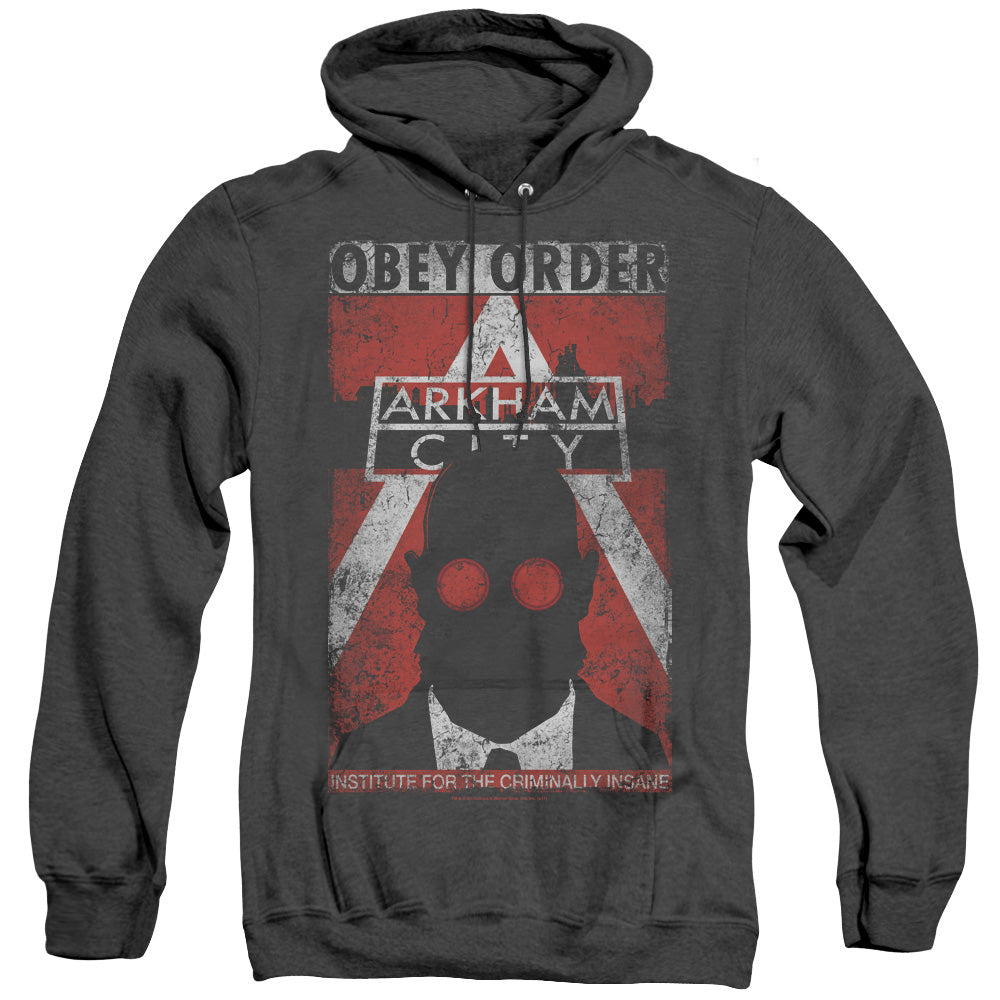 Arkham City Obey Order Poster Heather Mens Hoodie Black