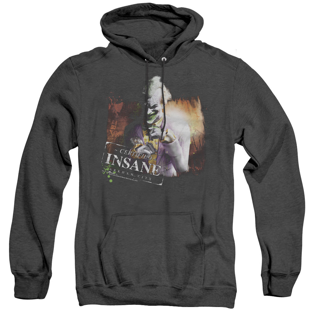 Arkham City Certified Insane Heather Mens Hoodie Black
