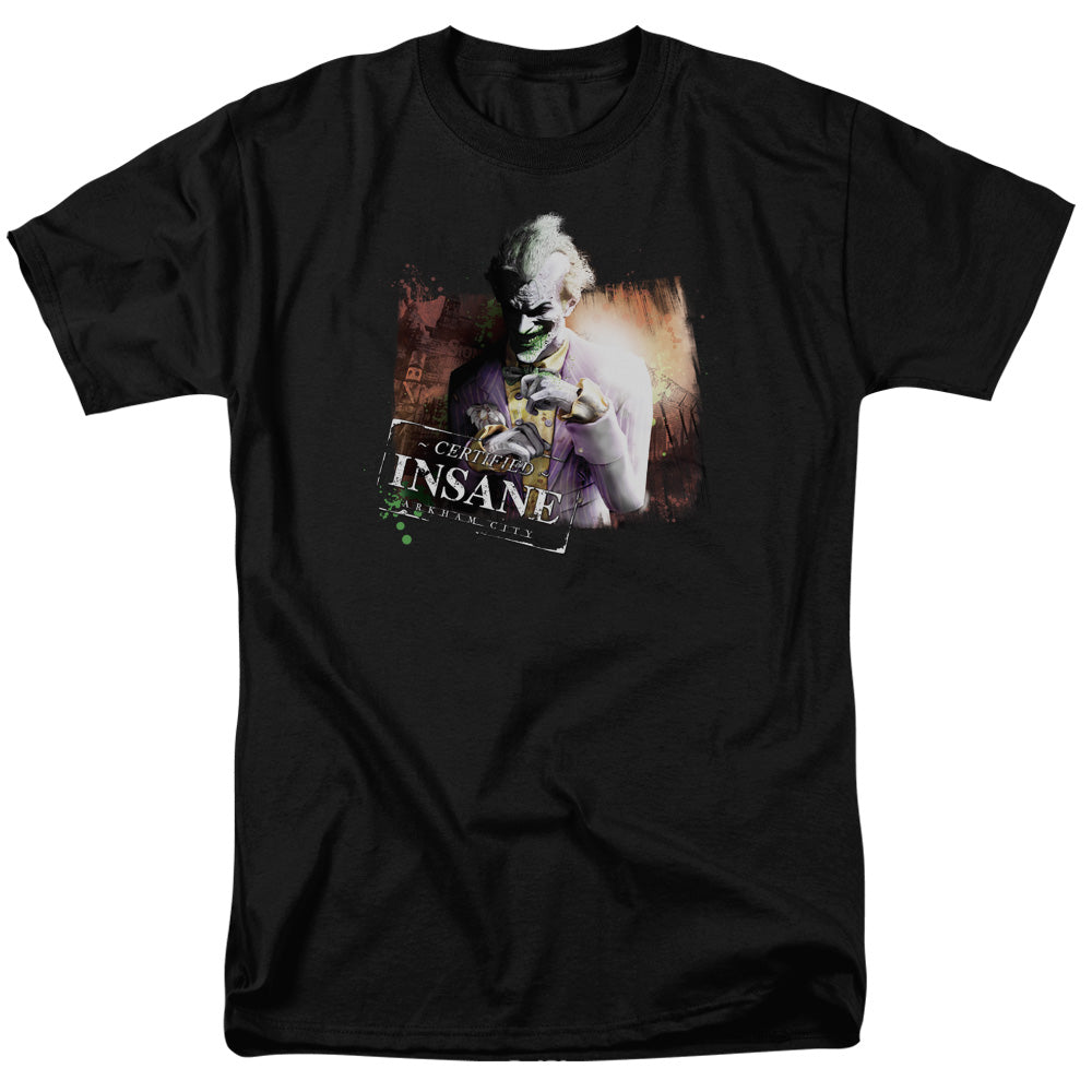 Arkham City Certified Insane Mens T Shirt Black