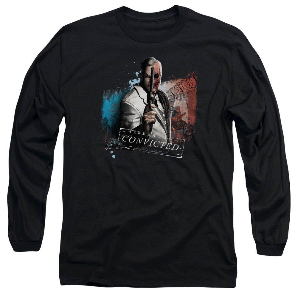 Arkham City Two Face Mens Long Sleeve Shirt Black