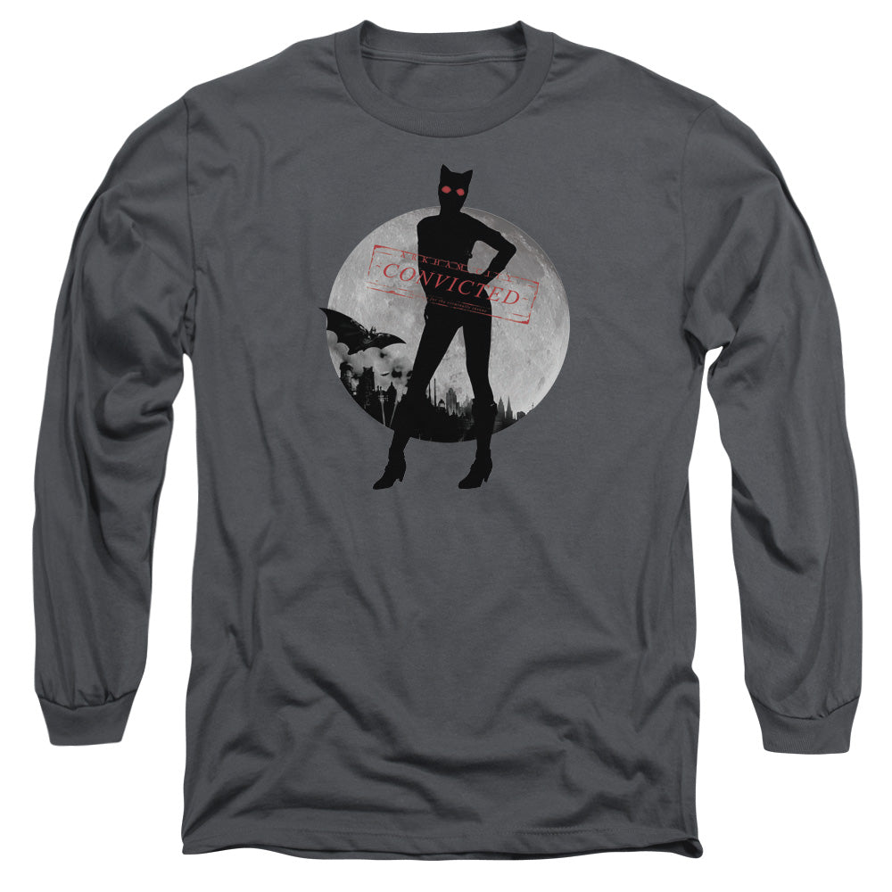 Arkham City Catwoman Convicted Mens Long Sleeve Shirt Charcoal