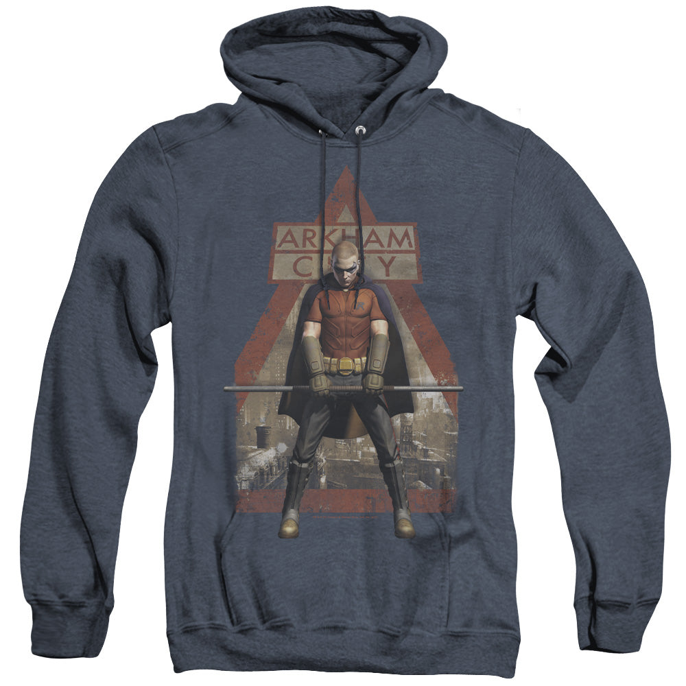 Arkham City Arkham Robin Heather Mens Hoodie Navy