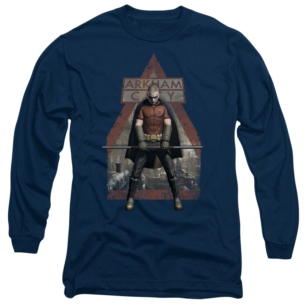 Arkham City Arkham Robin Mens Long Sleeve Shirt Navy