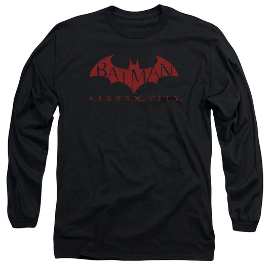 Arkham City Red Bat Mens Long Sleeve Shirt Black