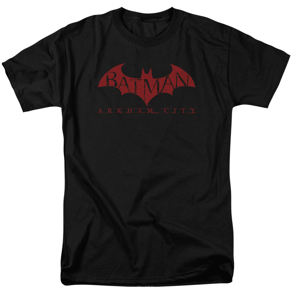 Arkham City Red Bat Mens T Shirt Black