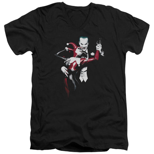 Batman Harley And Joker Mens Slim Fit V Neck T Shirt Black