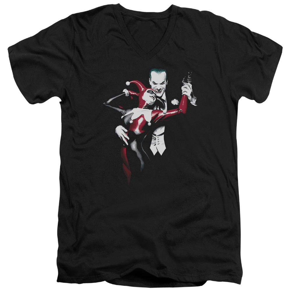 Batman Harley And Joker Mens Slim Fit V Neck T Shirt Black