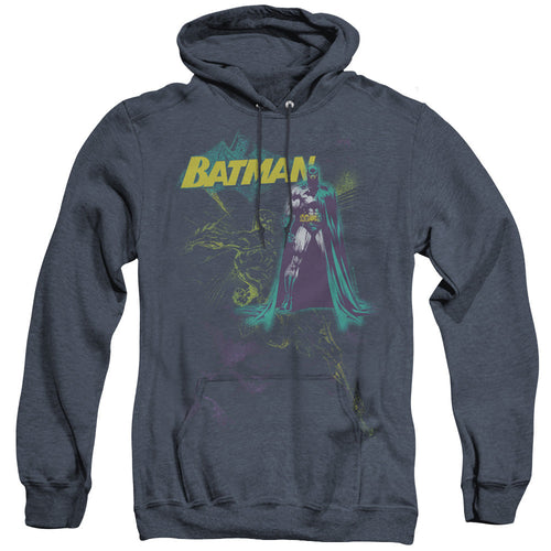 Batman Bat Spray Heather Mens Hoodie Navy Blue