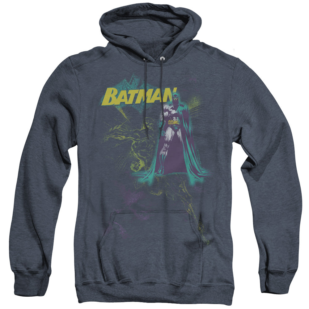 Batman Bat Spray Heather Mens Hoodie Navy Blue