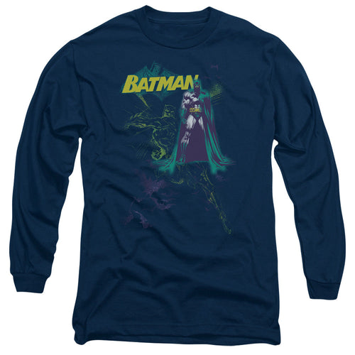 Batman Bat Spray Mens Long Sleeve Shirt Navy Blue