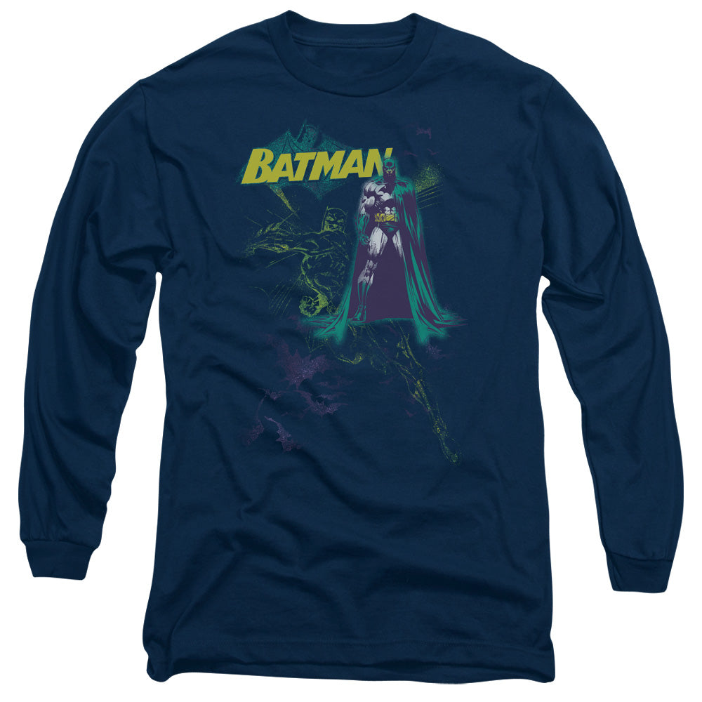 Batman Bat Spray Mens Long Sleeve Shirt Navy