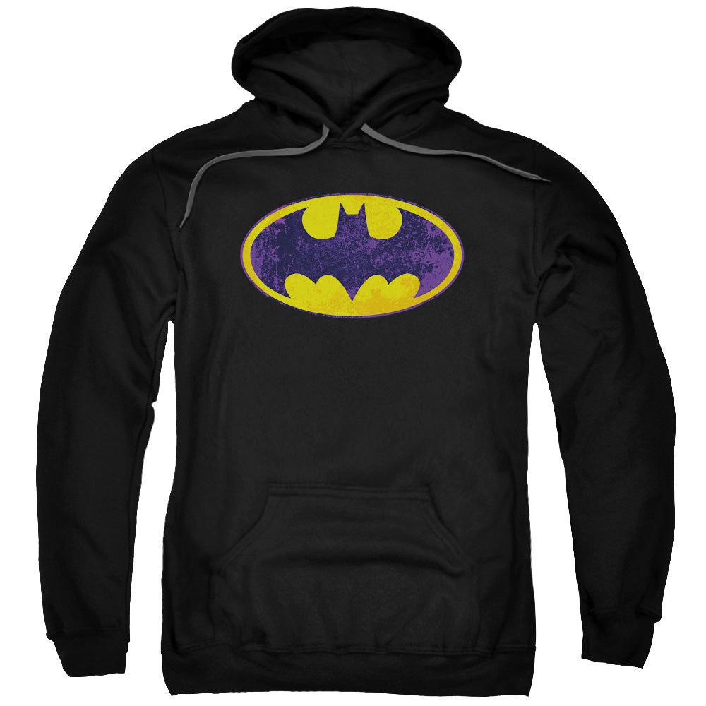 Batman Bm Neon Distress Logo Mens Hoodie Black