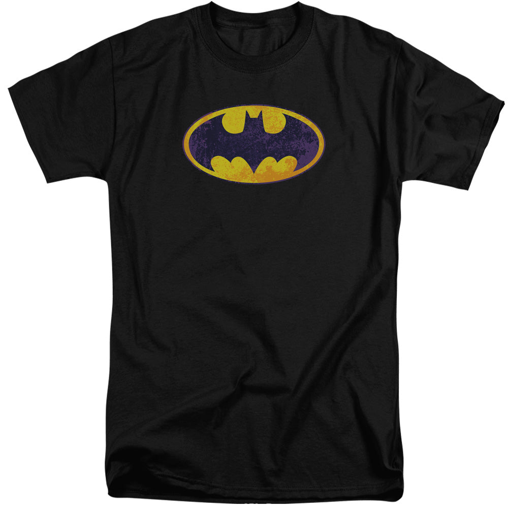 Batman Bm Neon Distress Logo Mens Tall T Shirt Black