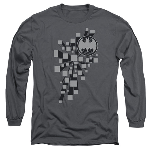Batman Gotham 3d Mens Long Sleeve Shirt Charcoal