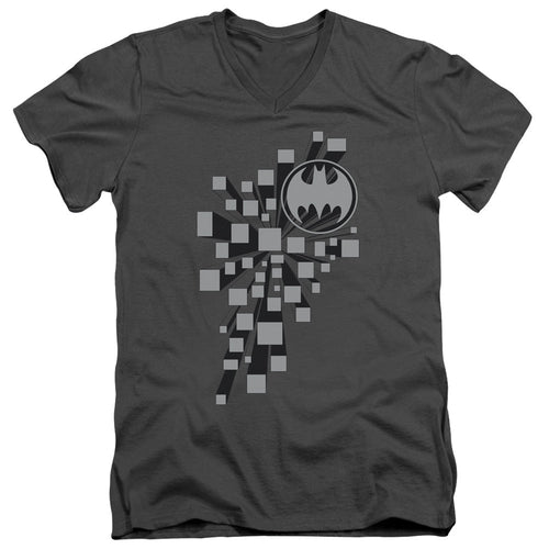 Batman Gotham 3d Mens Slim Fit V Neck T Shirt Charcoal