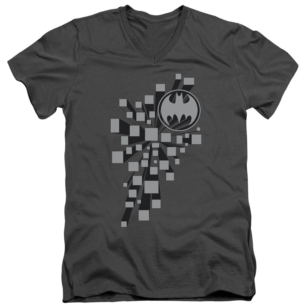 Batman Gotham 3d Mens Slim Fit V Neck T Shirt Charcoal