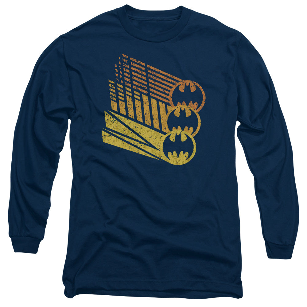 Batman Bat Signal Shapes Mens Long Sleeve Shirt Navy