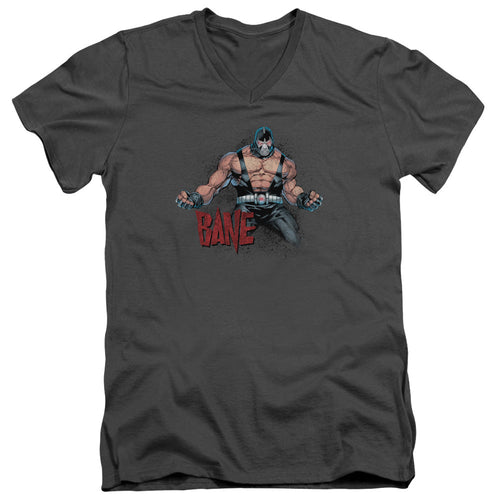 Batman Bane Flex Mens Slim Fit V Neck T Shirt Charcoal