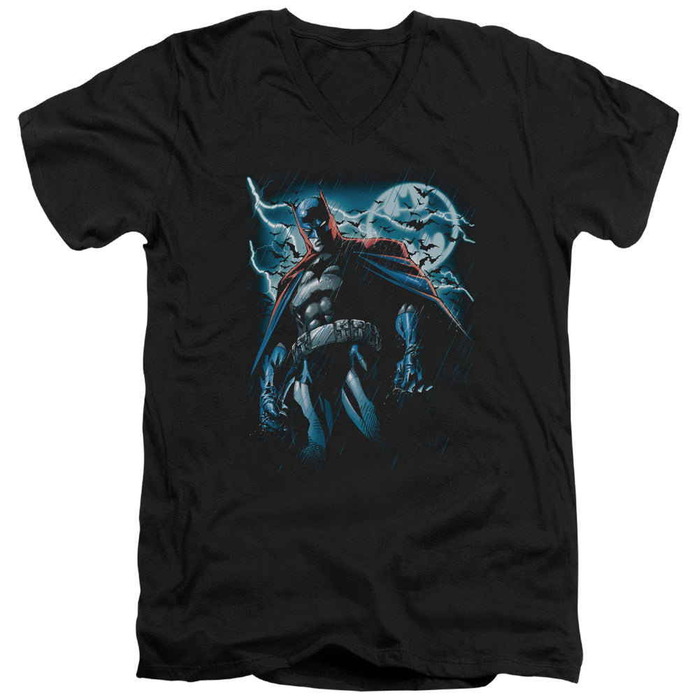 Batman Stormy Knight Mens Slim Fit V Neck T Shirt Black