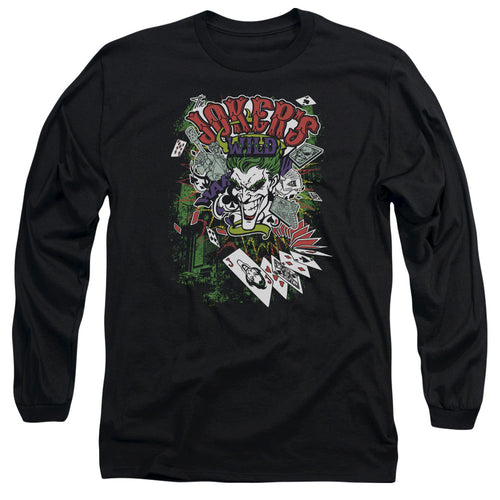 Batman Jokers Wild Mens Long Sleeve Shirt Black