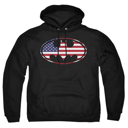 Batman American Flag Oval Mens Hoodie Black