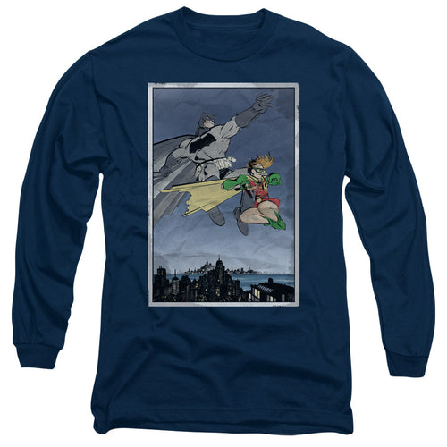 Batman Dkr Duo Mens Long Sleeve Shirt Navy Blue