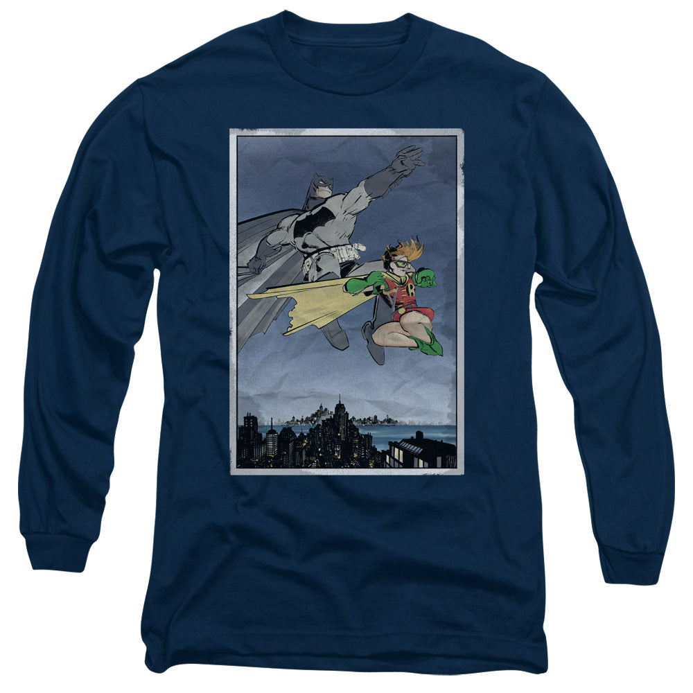 Batman Dkr Duo Mens Long Sleeve Shirt Navy