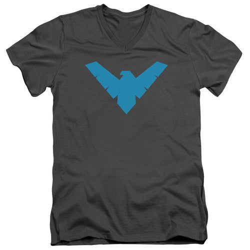 Batman Nightwing Symbol Mens Slim Fit V Neck T Shirt Charcoal