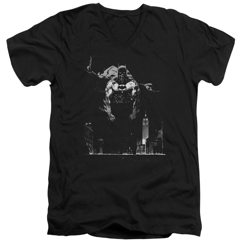 Batman Dirty City Mens Slim Fit V Neck T Shirt Black