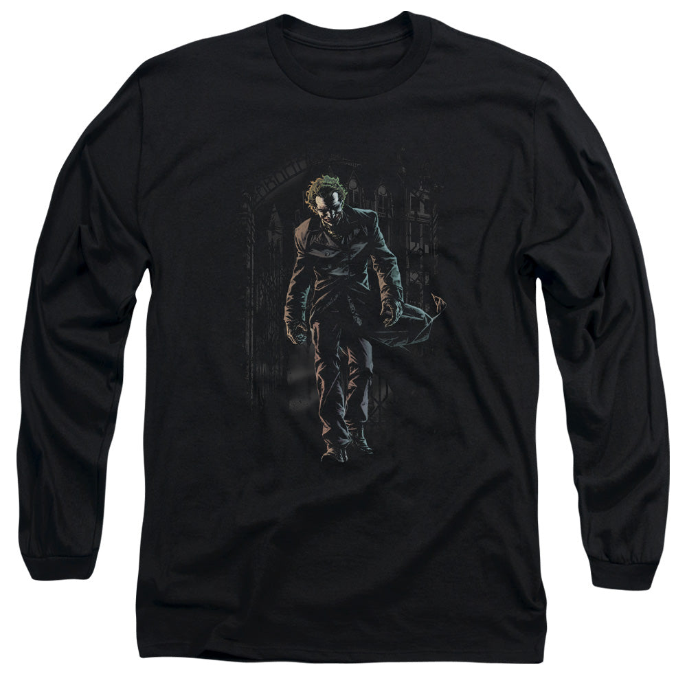 Batman Joker Leaves Arkham Mens Long Sleeve Shirt Black