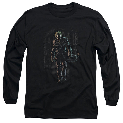 Batman Joker Leaves Arkham Mens Long Sleeve Shirt Black
