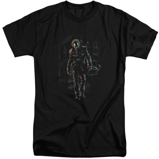 Batman Joker Leaves Arkham Mens Tall T Shirt Black