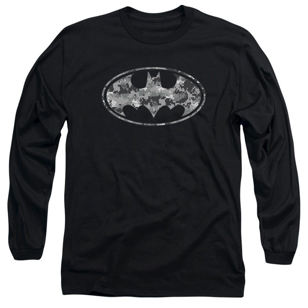 Batman Urban Camo Shield Mens Long Sleeve Shirt Black