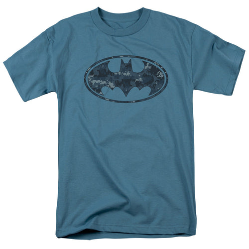 Batman Navy Camo Shield Mens T Shirt Slate
