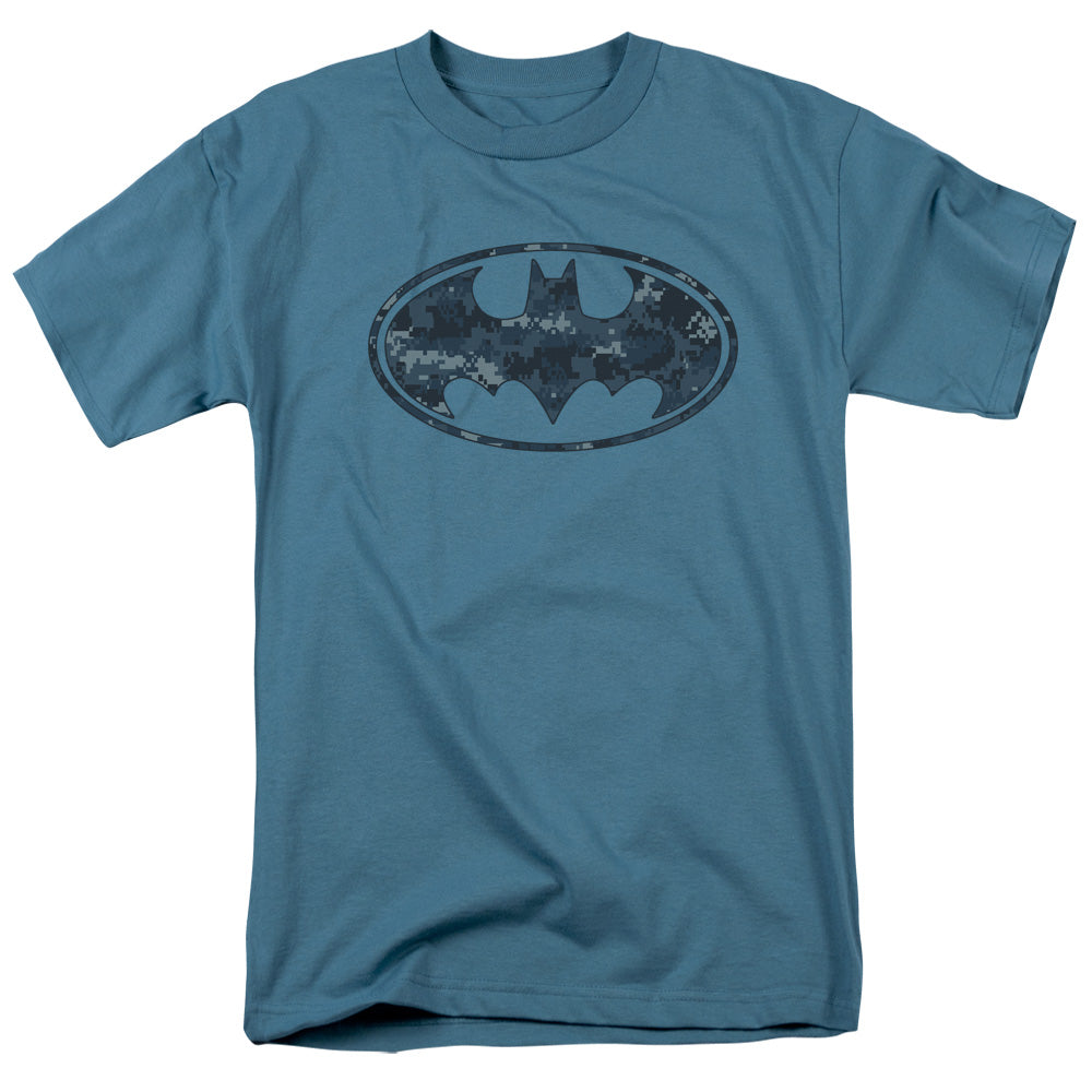 Batman Navy Camo Shield Mens T Shirt Slate